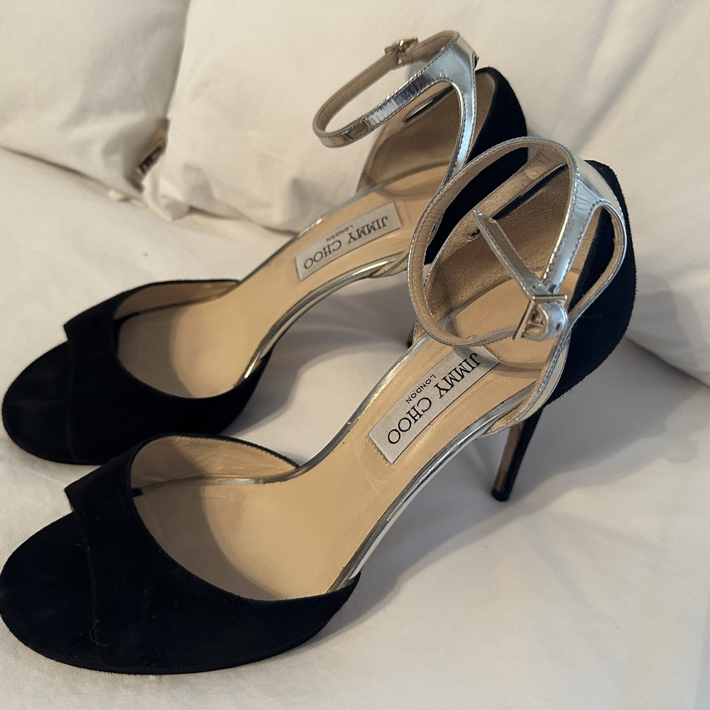 Jimmy Choo Black and Silver Women's Heels